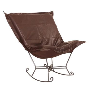 Scroll Puff Rocker Avanti Titanium Frame In Pecan