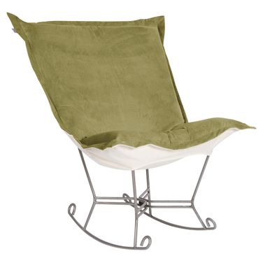 Scroll Puff Rocker Bella Titanium Frame In Moss