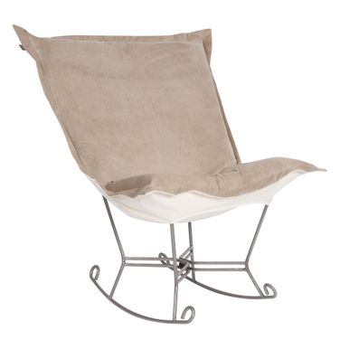 Scroll Puff Rocker Bella Titanium Frame In Sand