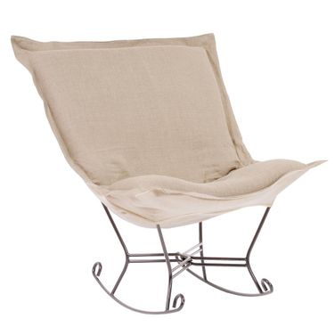 Scroll Puff Rocker Linen Slub Titanium Frame In Natural