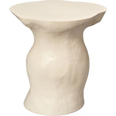 Sculpt Fiber Glass Side Table In Cream White
