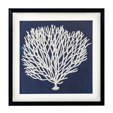Sea Fan I Shadow Box In Blue and White