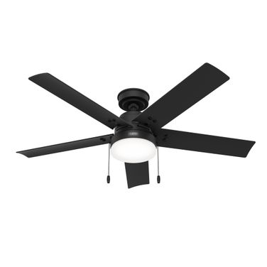 Sea Point 52 Inch WeatherMax Indoor/Outdoor Ceiling Fan with LED Light Kit and Pull Chain In Matte Black