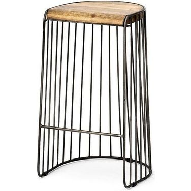 Seagram 30.5 Inch Seat Height Brown Seat Black Metal Frame Stool