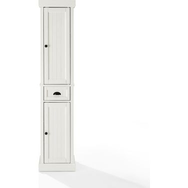 Seaside Tall Linen Storage Cabinet In Distressed White