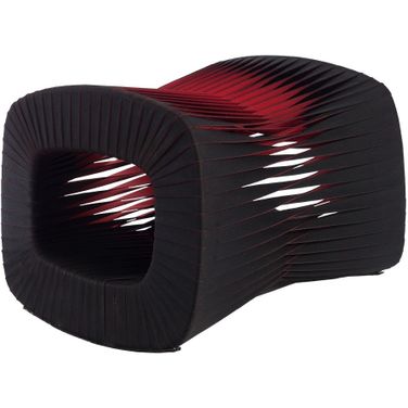 Seat Belt Ottoman In Black and Red