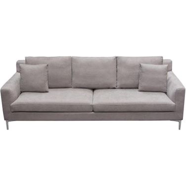 Seattle Loose Back Sofa in Grey Polyester Fabric with Polished Silver Metal Leg