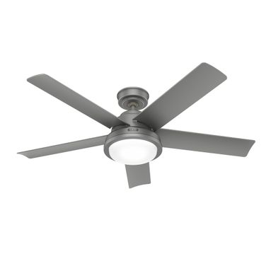 Seawall 52 Inch WeatherMax Indoor/Outdoor Ceiling Fan with LED Light Kit and Wall Control In Matte Silver