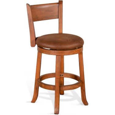 Sedona Counter Swivel Barstool with Cushion Seat and Back Set of 2 In Rustic Oak