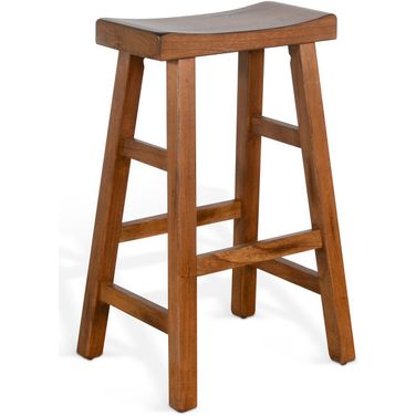 Sedona Beach Pebble Saddle Seat Barstool with Wood Seat Set of 2 In Rustic Oak