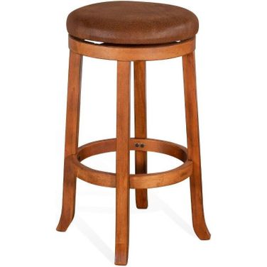 Sedona Swivel Barstool with Cushion Seat Set of 2 In Rustic Oak