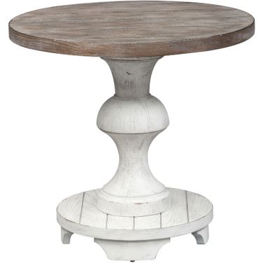 Sedona Heavy Distressed White Round End Table