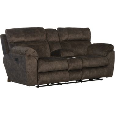 Sedona Mocha Power Reclining Console Loveseat With Power Lumbar