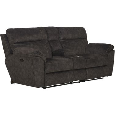 Sedona Smoke Power Reclining Console Loveseat With Power Lumbar