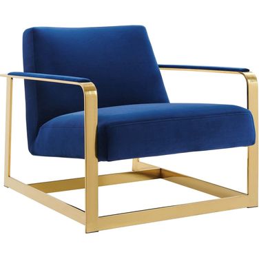 Seg Performance Velvet Accent Chair In Gold Navy