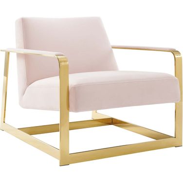 Seg Performance Velvet Accent Chair In Gold Pink