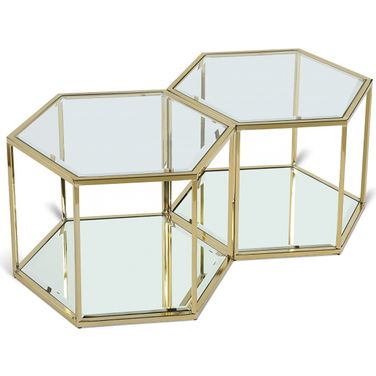 Sei 2 Piece Coffee Table In Brushed Gold