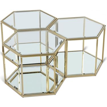 Sei 3 Piece Coffee Table In Brushed Gold