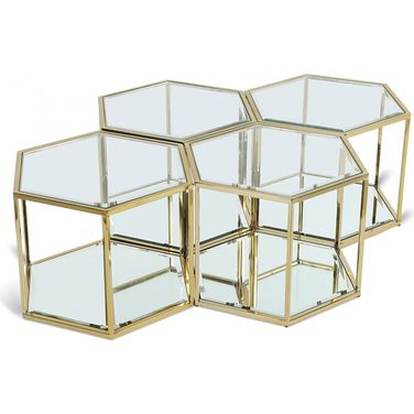 Sei 4 Piece Coffee Table In Brushed Gold