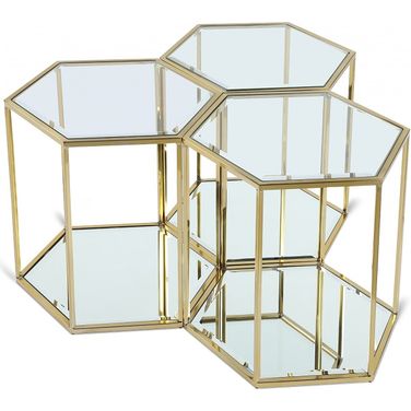 Sei 3 Piece End Table In Brushed Gold