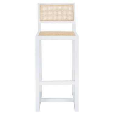 Seika Rattan Bar Stool in White and Natural