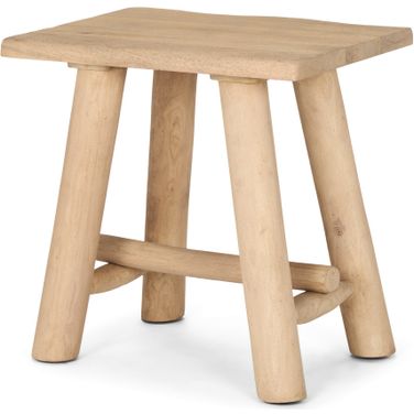 Sekou Wooden Craftsman Short Stool In Light Brown