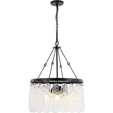 Selene 4 Light 20 Inch Black and Clear Chandelier