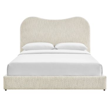 Seluna Boucle Queen Platform Bed In Pearl