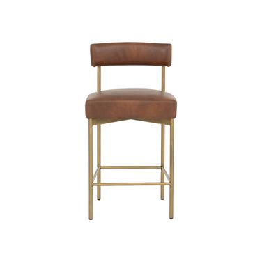 Seneca Counter Stool In Bravo Cognac and Antique Brass