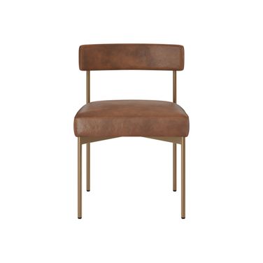 Seneca Dining Chair Set of 2 In Bravo Cognac and Antique Brass