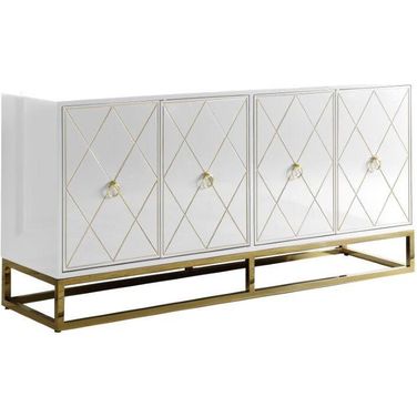 Senior 64 Inch Transitional Wood Sideboard In White And Gold