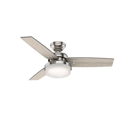 Sentinel 44 Inch Ceiling Fan with LED Light Kit and Handheld Remote In Brushed Nickel and Light Gray Oak