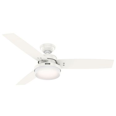 Sentinel 52 Inch Ceiling Fan with LED Light Kit and Handheld Remote In Fresh White