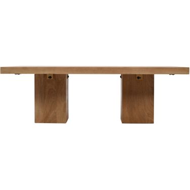 Sequoia 54 Inch Double Pedestal Coffee Table with Butterfly Joint Inlay-Revised Design In Rustic Brown