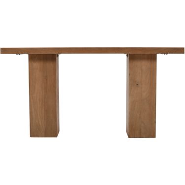 Sequoia 58 Inch Double Pedestal Console Sofa Table with Butterfly Joint Inlay In Rustic Brown