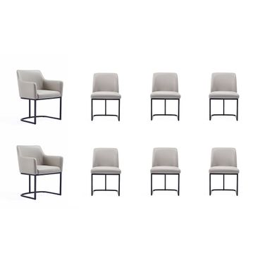 Serena Dining Chair Set of 8 In Light Grey