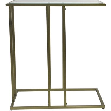 Serena End Table In Tempered Clear Glass and Antique Gold