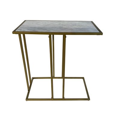Serena End Table In White Marble and Industrial
