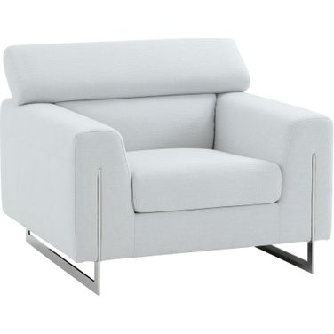 Serena Upholstered Loungechair with Adjustable Headrest In Silver