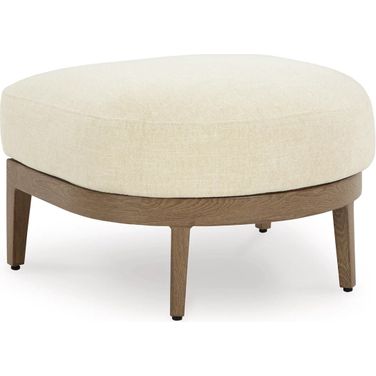 Serene Bay Outdoor Ottoman with Cushion In White and Dark Brown