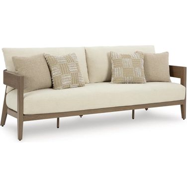 Serene Bay Outdoor Sofa with Cushion In White and Dark Brown