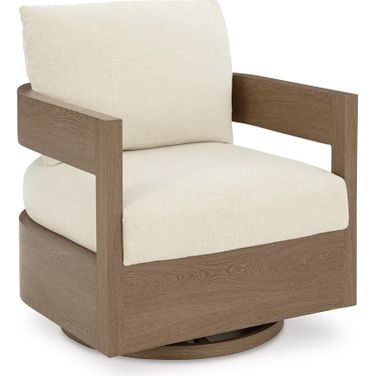 Serene Bay Outdoor Swivel Glider Chair with Cushion In White and Dark Brown