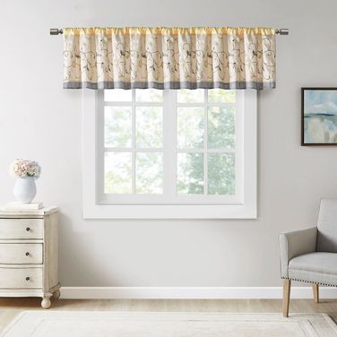 Serene Embroidered Window Valance In Yellow