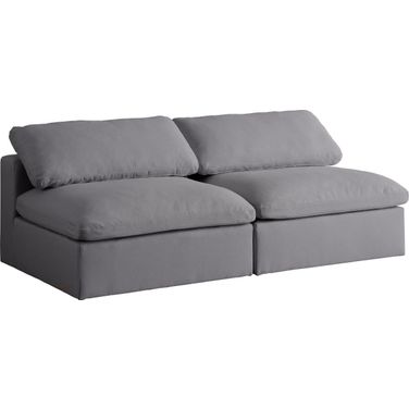 Serene Linen Textured Fabric Deluxe Comfort 2 Piece Modular Armless Sofa In Grey