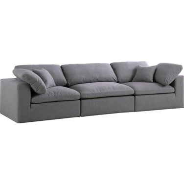 Serene Linen Textured Fabric Deluxe Comfort 3 Seater Modular Sofa with Arm Support In Grey