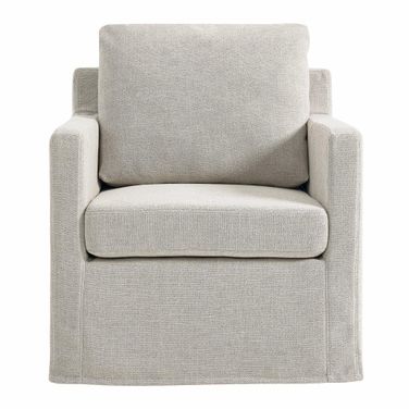 Serene Linen Slipcovered Swivel Armchair In Linen
