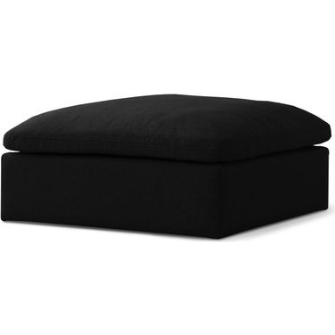 Serene Linen Textured Fabric Deluxe Comfort Modular Ottoman In Black