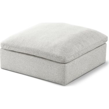 Serene Linen Textured Fabric Deluxe Comfort Modular Ottoman In Cream