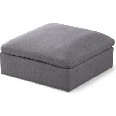 Serene Linen Textured Fabric Deluxe Comfort Modular Ottoman In Grey