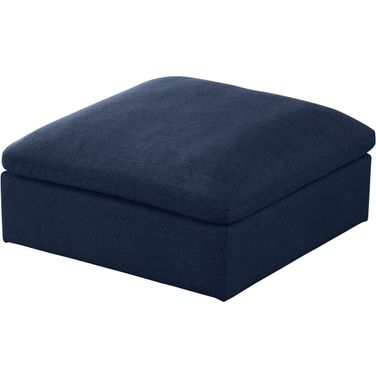 Serene Linen Textured Fabric Deluxe Comfort Modular Ottoman In Navy